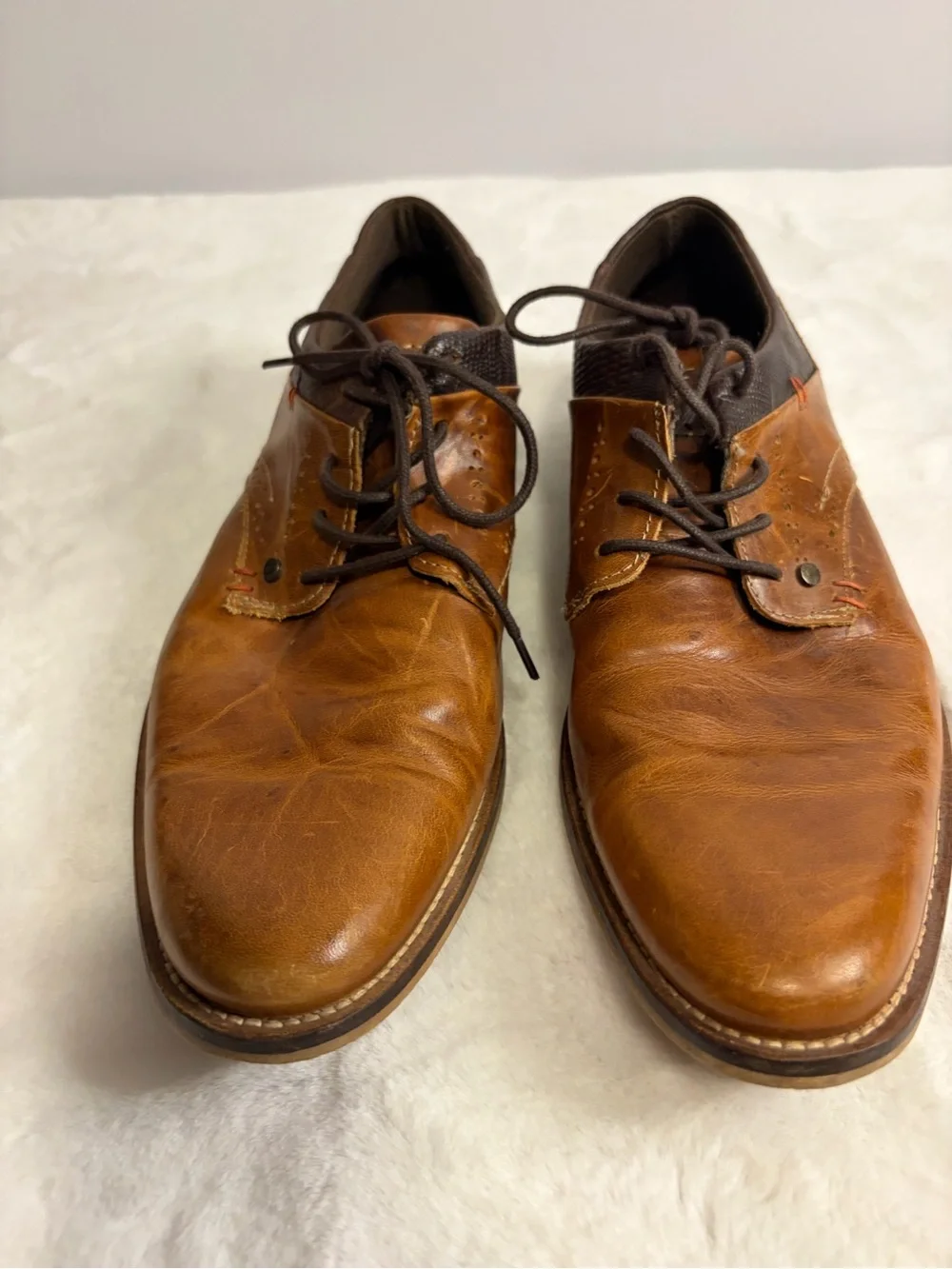 Bullboxer Alukos II Men’s 10 Brown Leather Lace Up Oxford Dress Shoes